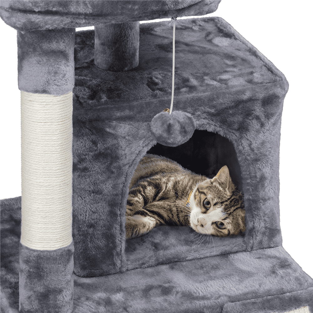 Multi-level Cat Tower with Double Condos & Scratching Posts
