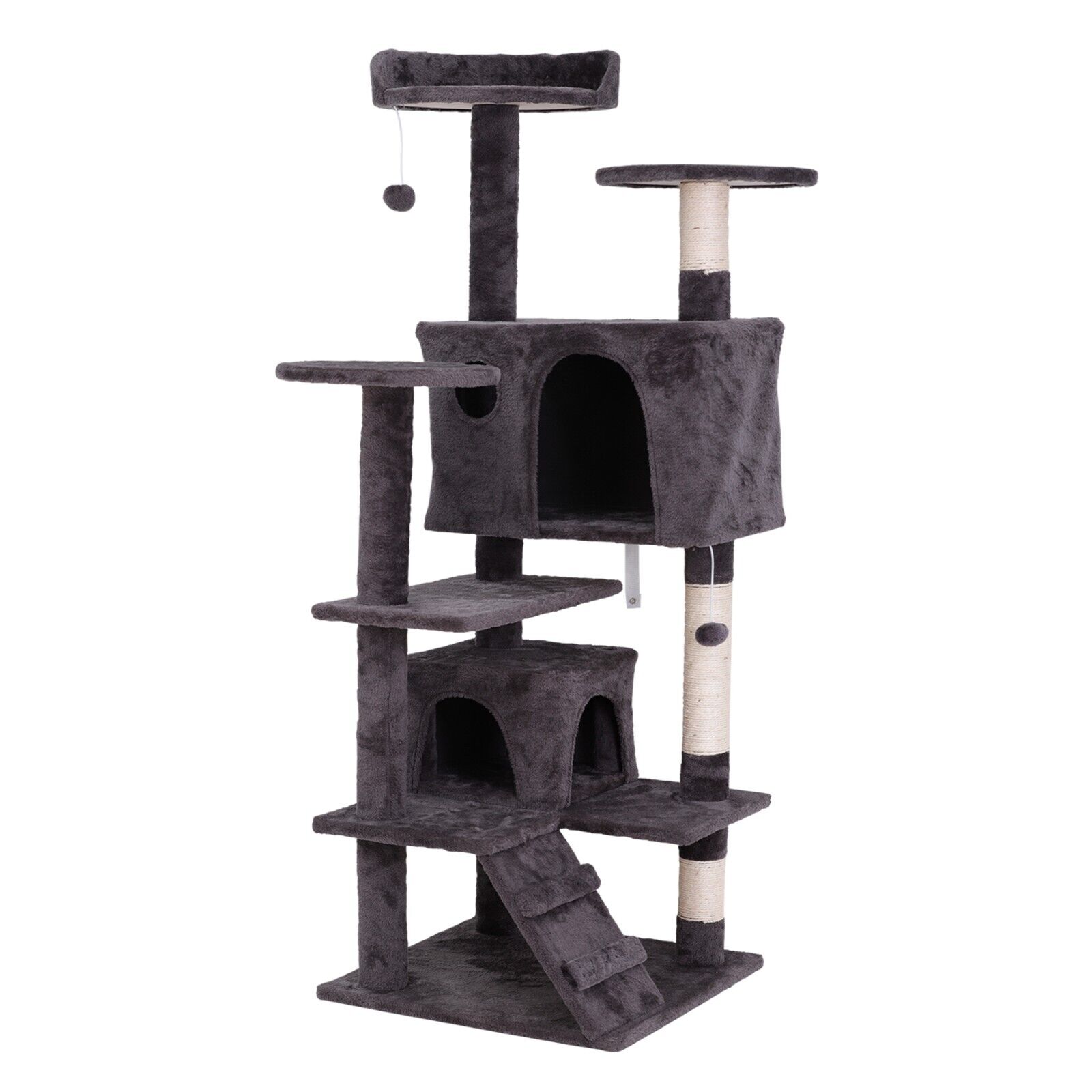 Grey 55" Cat Tree Condo for Playful Felines