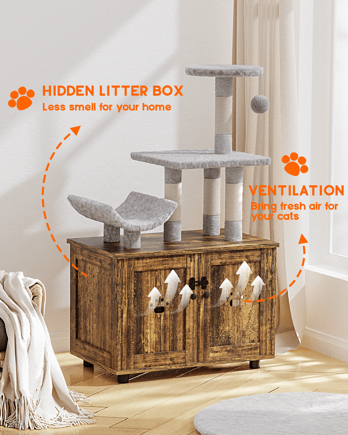 Lulive All-in-one Cat Tree House, Brown