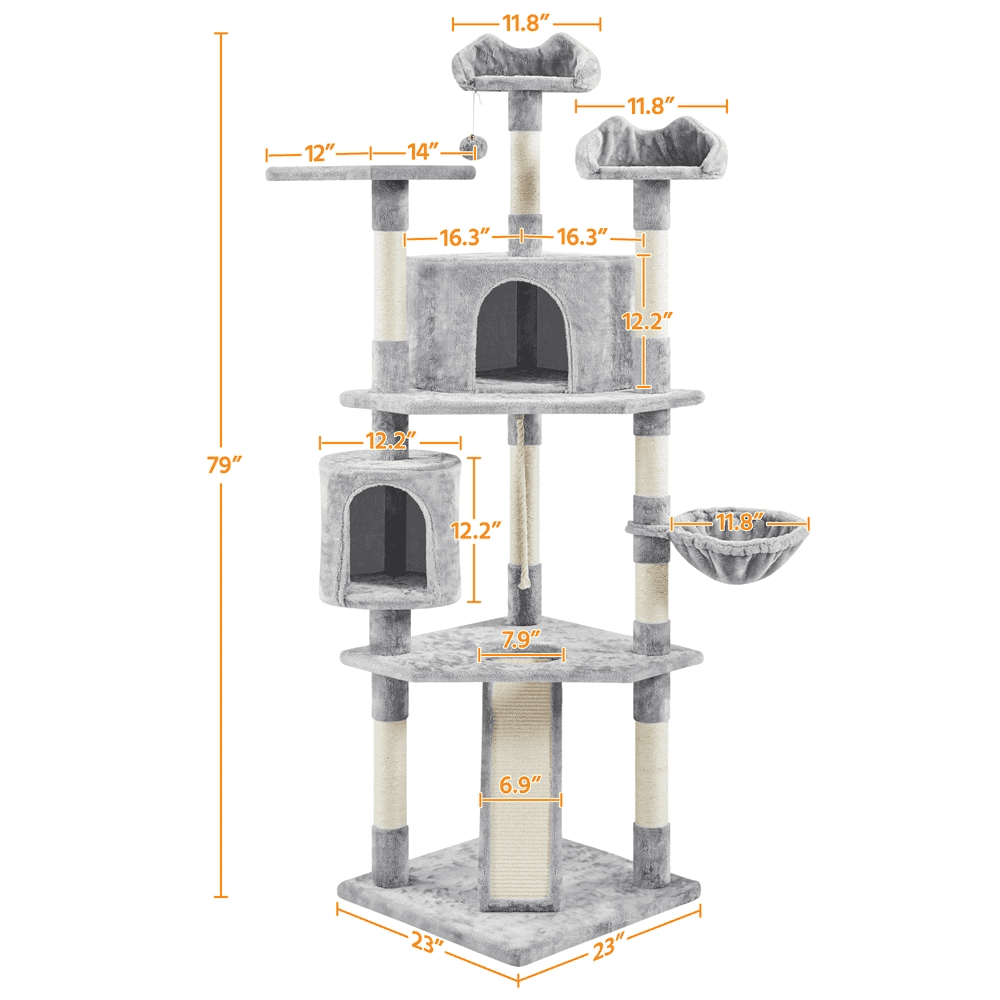 79" Multilevel Cat Tree with Scratching Posts