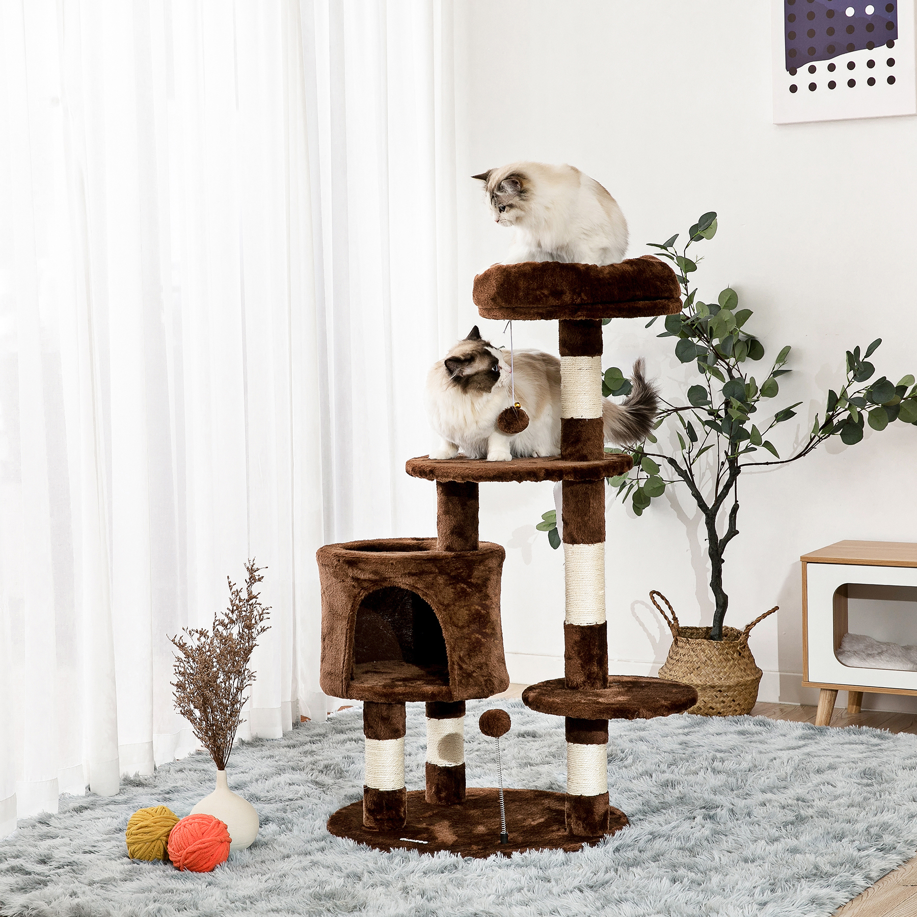 Padded Platform Cat Tree with Scratching Posts