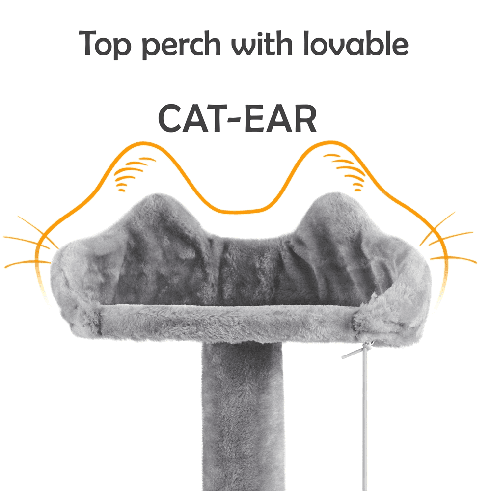 Gray Double Condo Cat Tree with Scratching Post