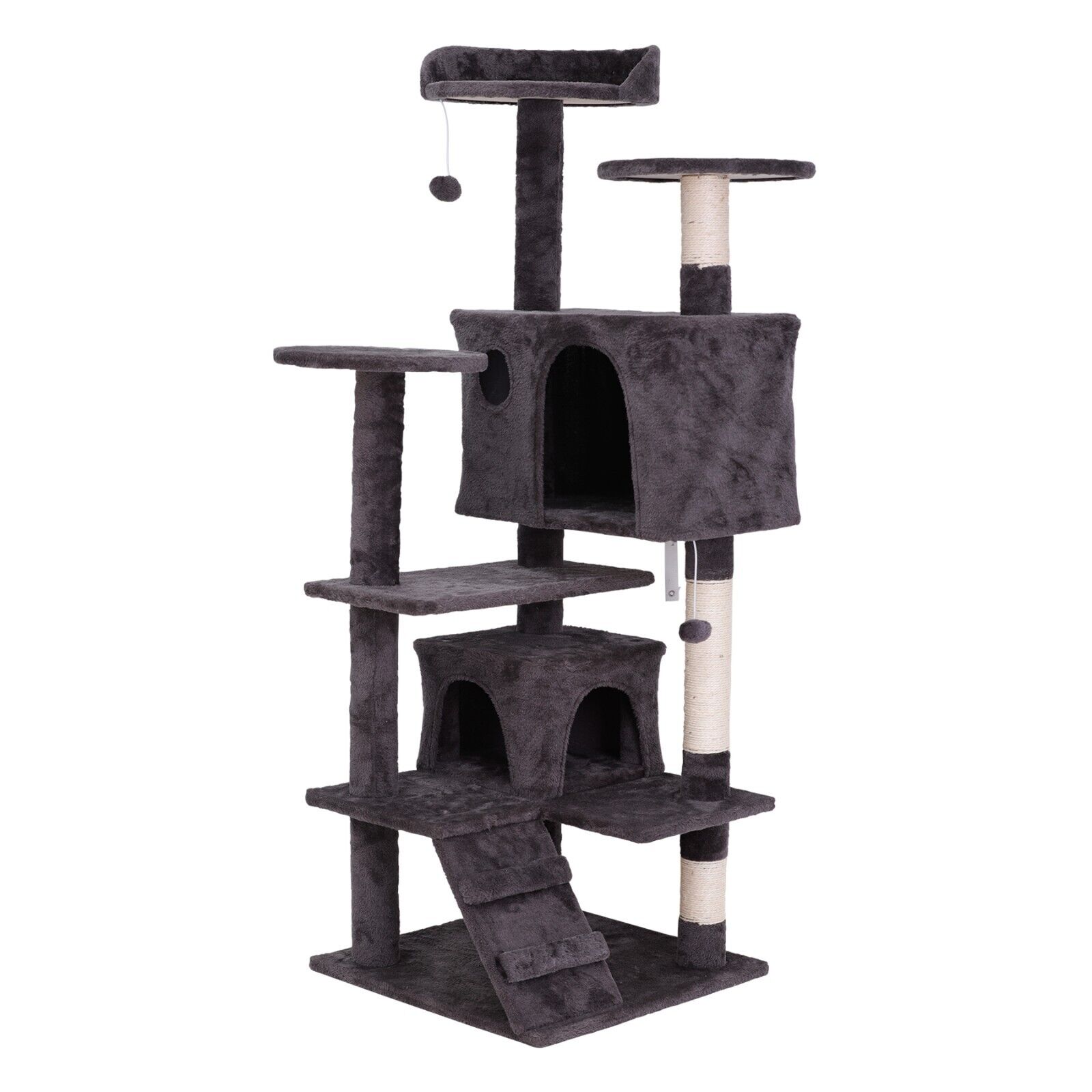 Grey 55" Cat Tree Condo for Playful Felines