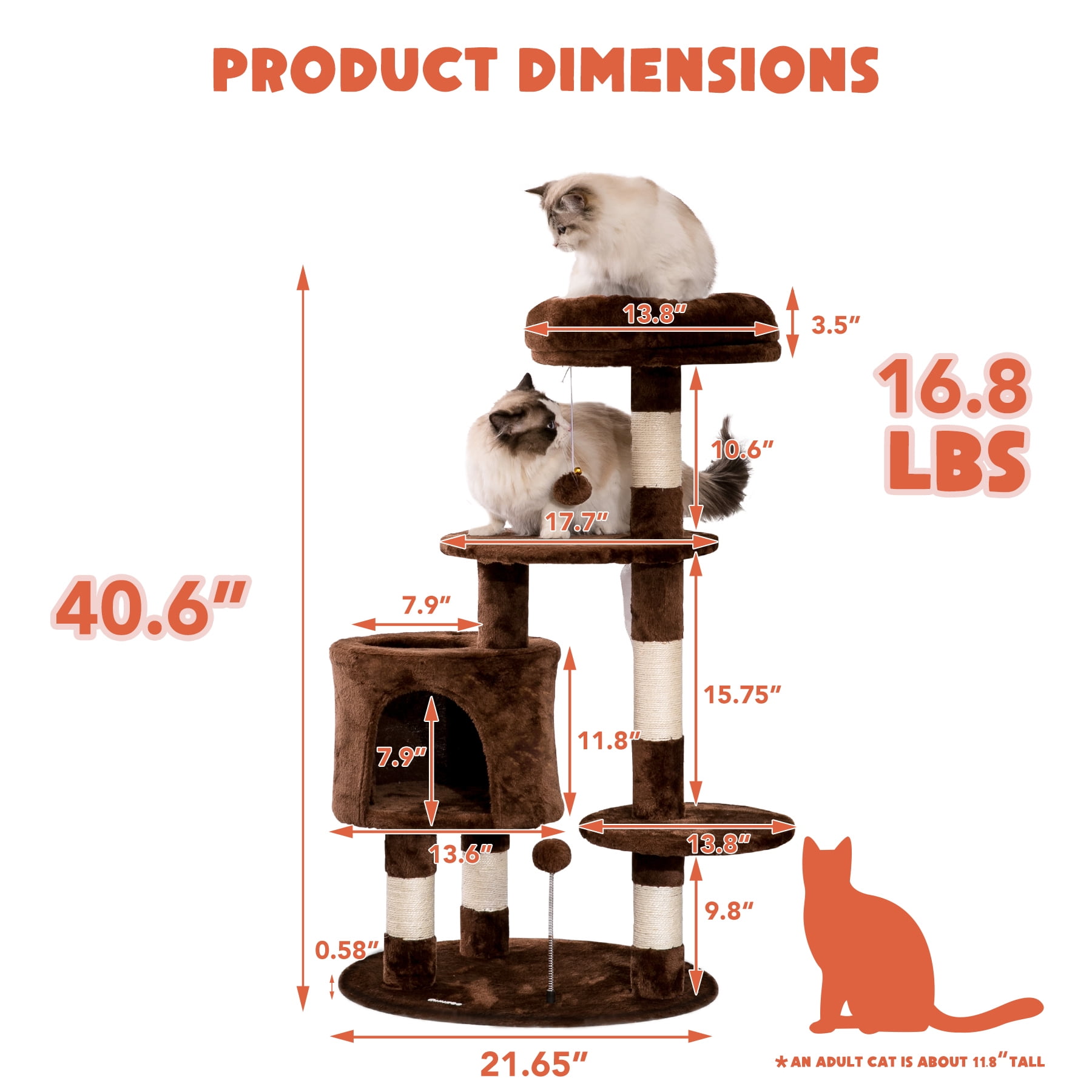 Padded Platform Cat Tree with Scratching Posts