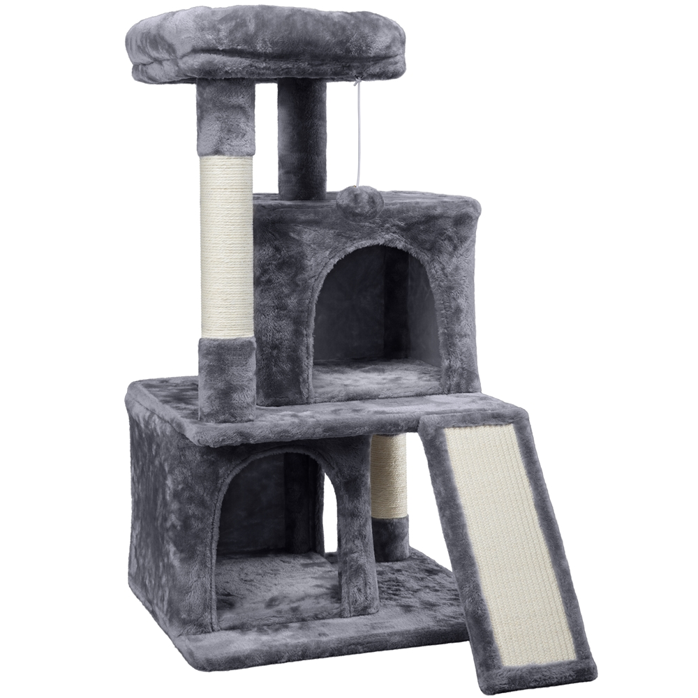 Multi-level Cat Tower with Double Condos & Scratching Posts