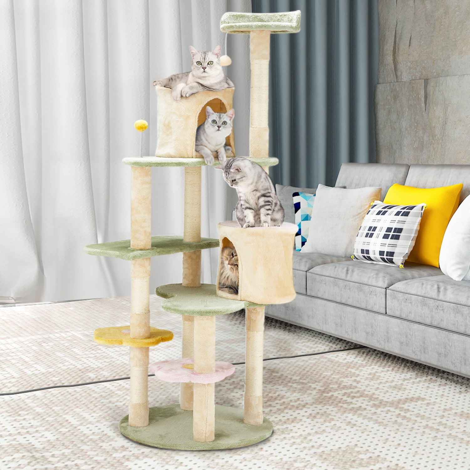 Flower Cat Tree Tower - Multi-Level Condo
