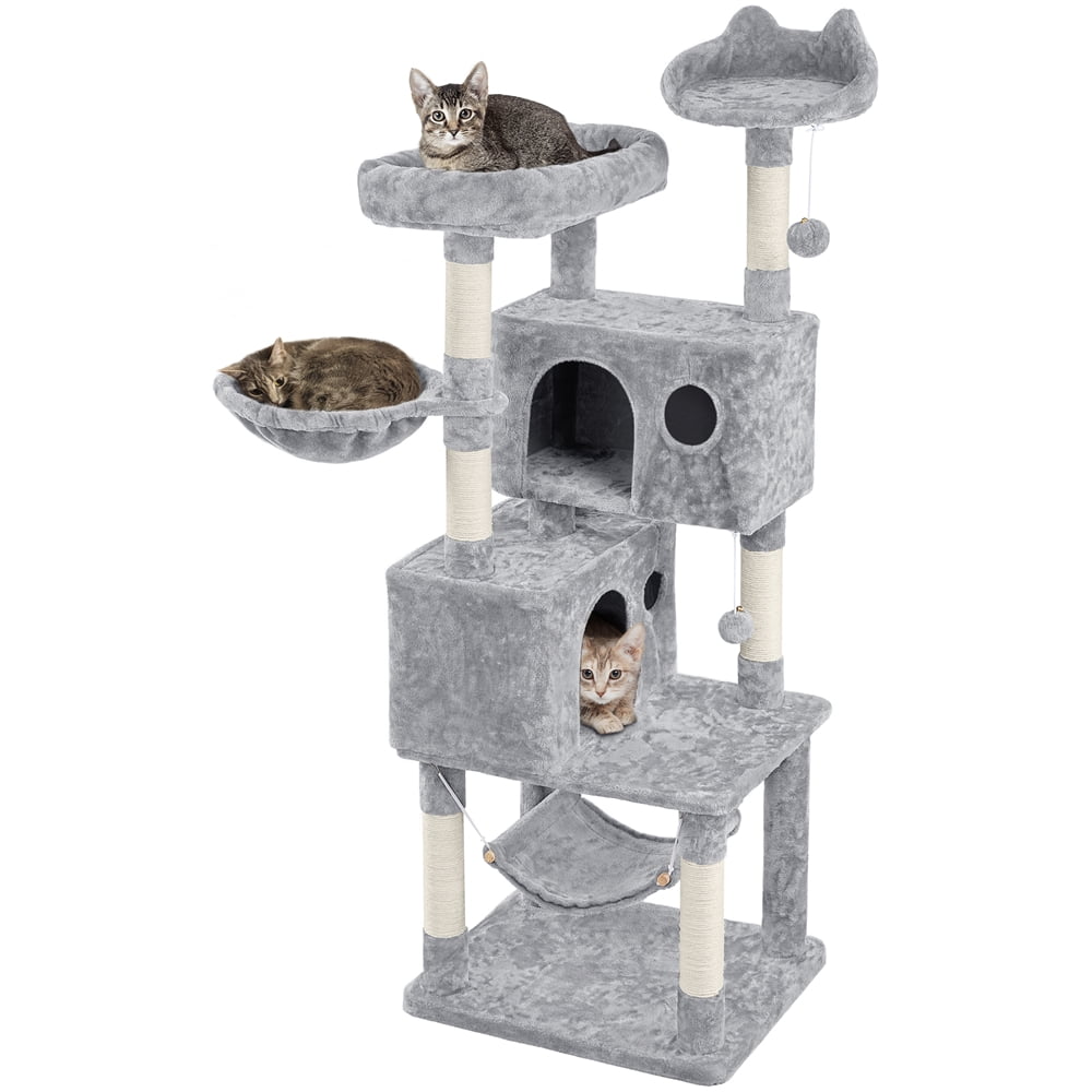 Light Gray Multi-level Cat Tree with Condos