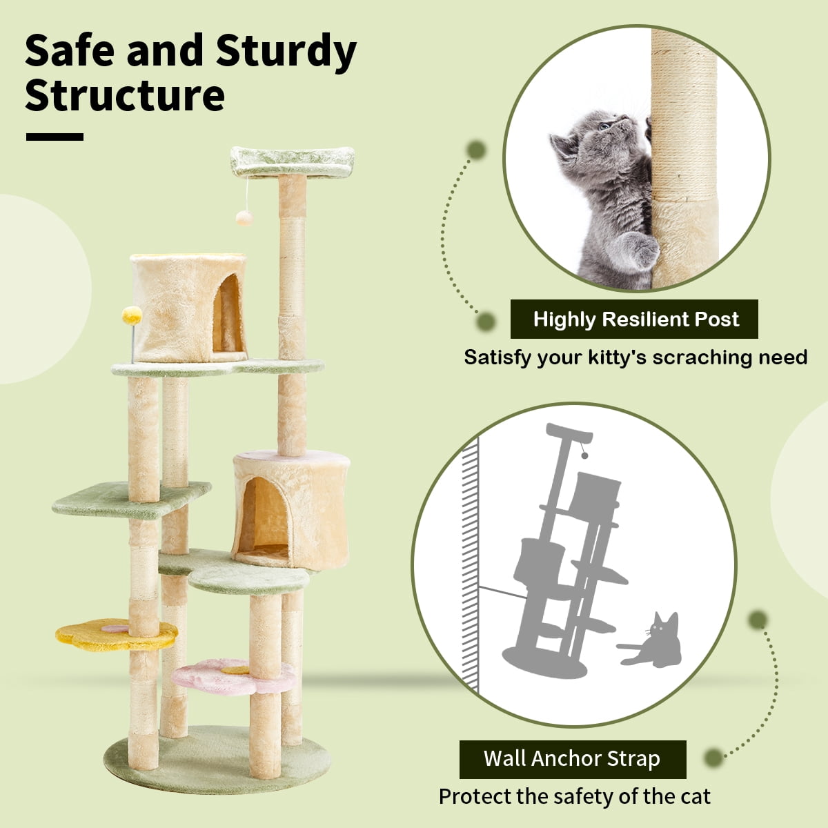 Flower Cat Tree Tower - Multi-Level Condo