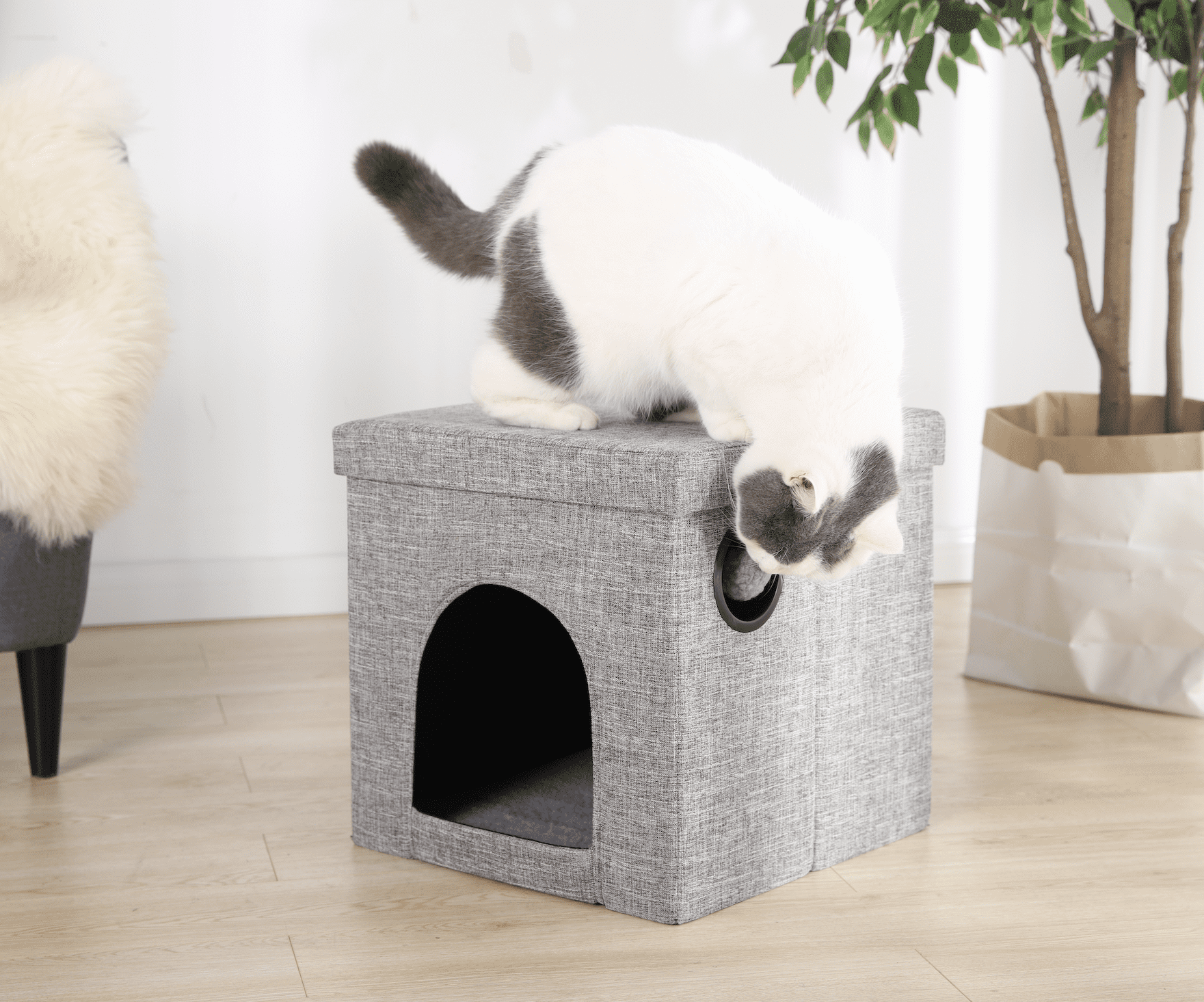Vibrant Life Small Cat Cube Condo, Gray, 15"