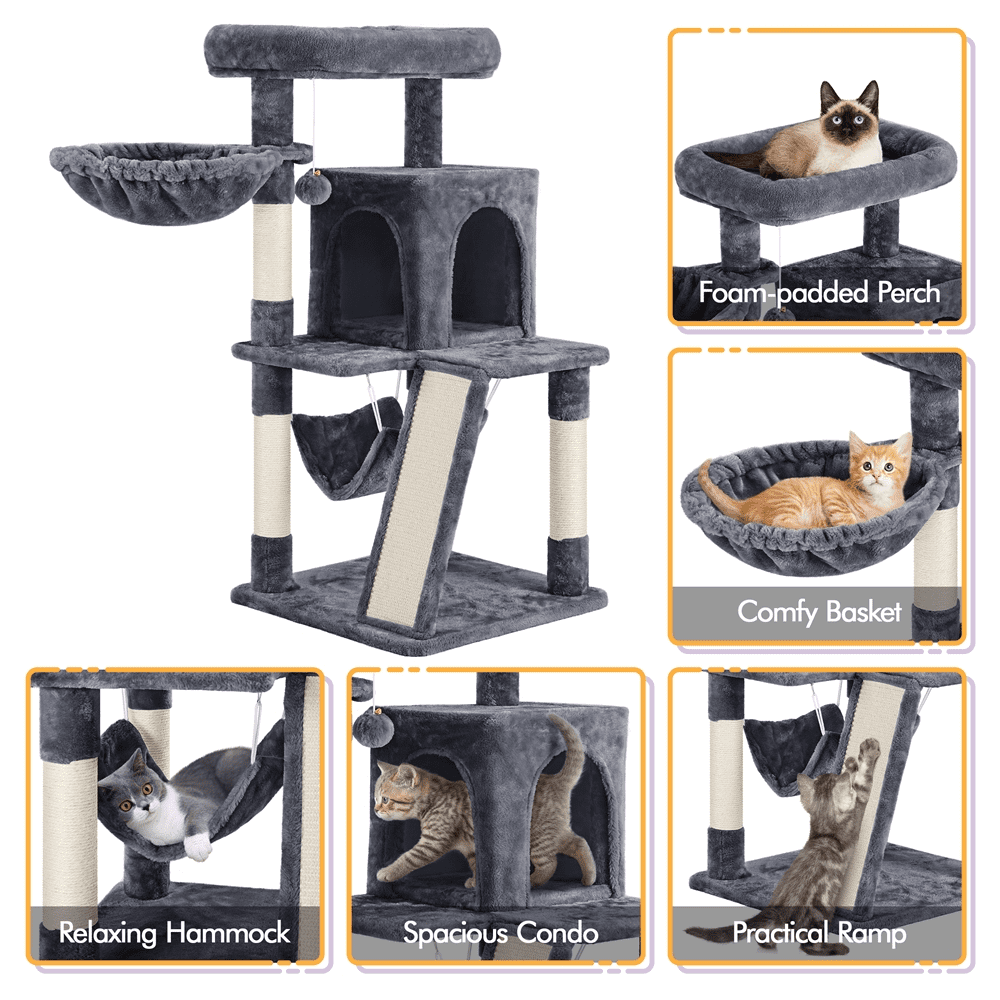 Multi-level Gray Cat Tree with Condo
