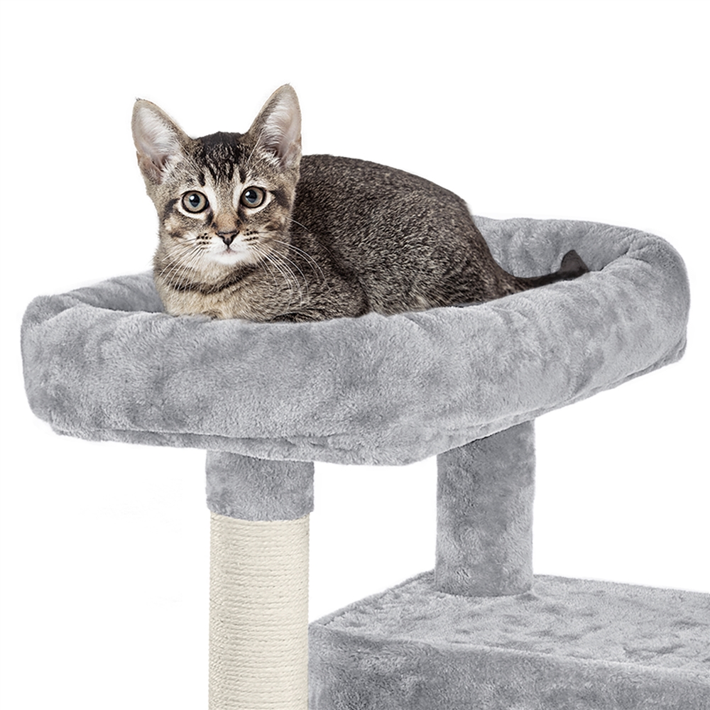 Light Gray Multi-level Cat Tree with Condos