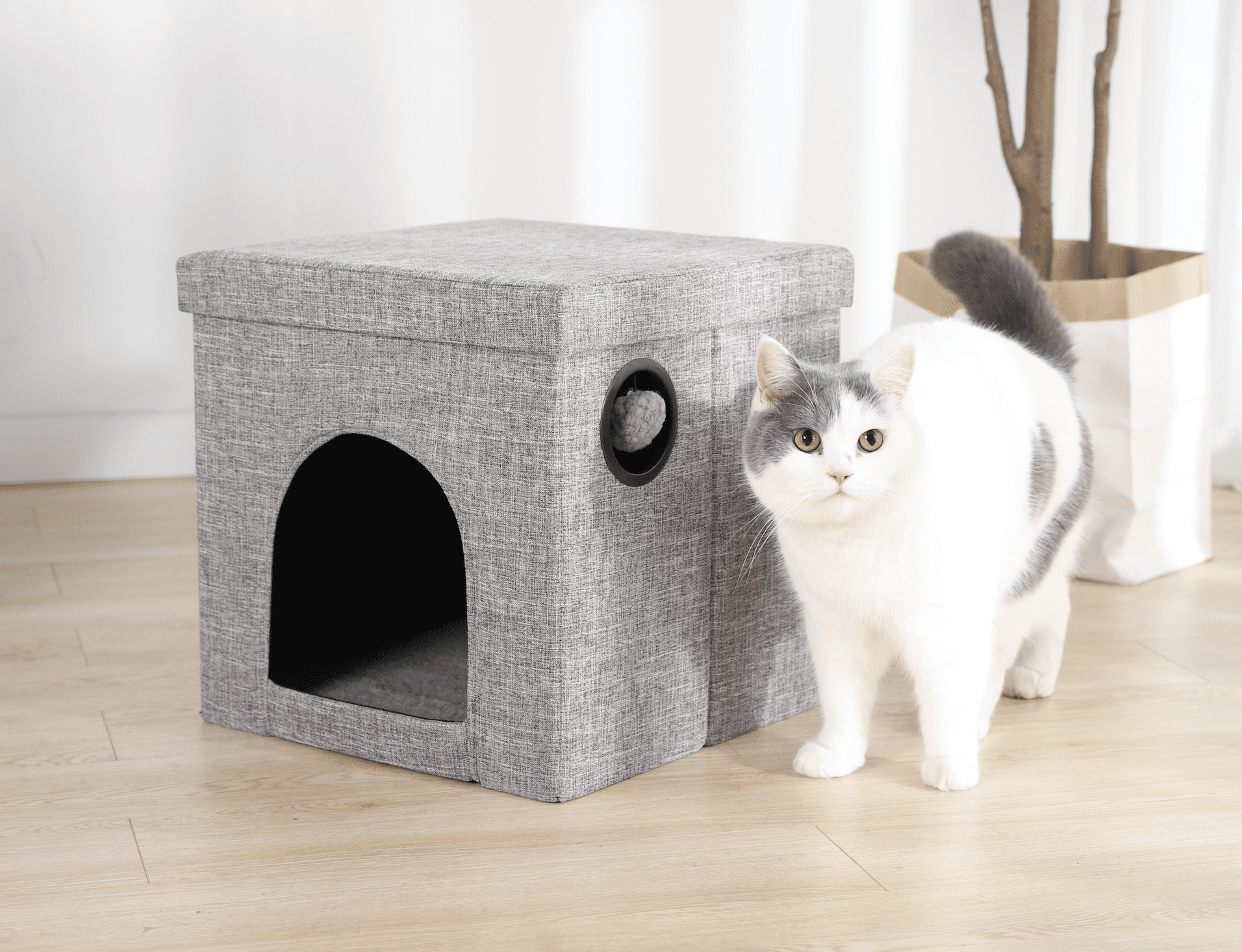 Vibrant Life Small Cat Cube Condo, Gray, 15"