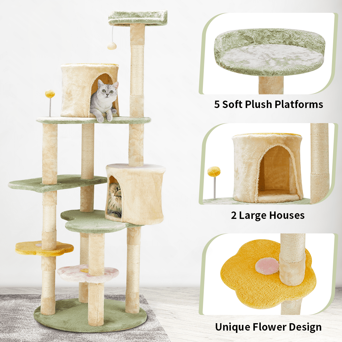 Flower Cat Tree Tower - Multi-Level Condo