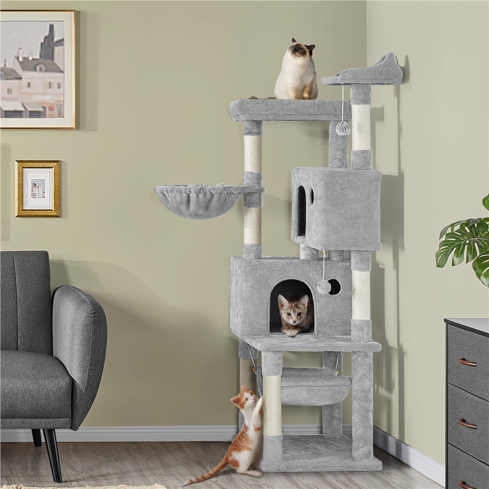 Light Gray Multi-level Cat Tree with Condos