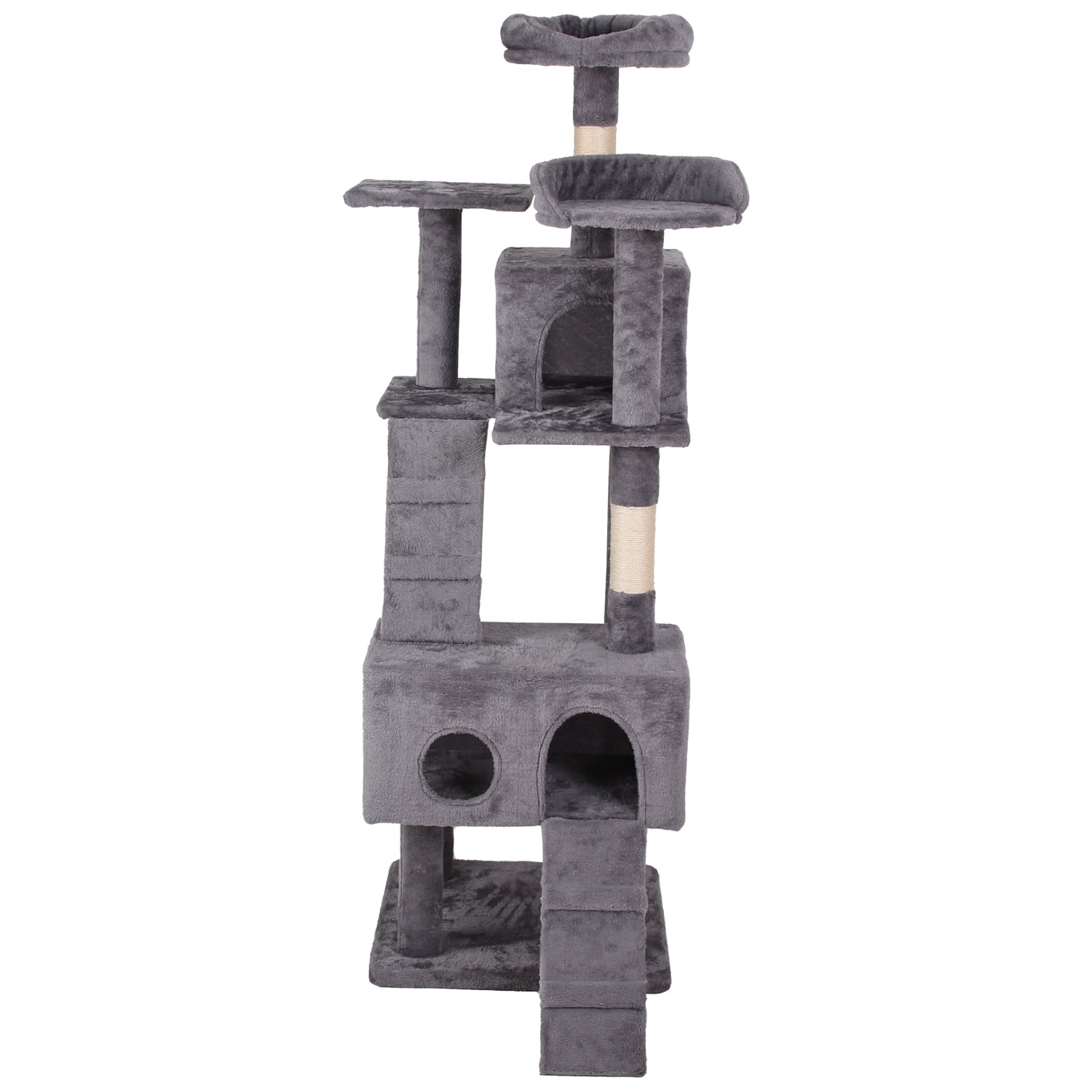 Gray Cat Tree Tower with Multiple Perches