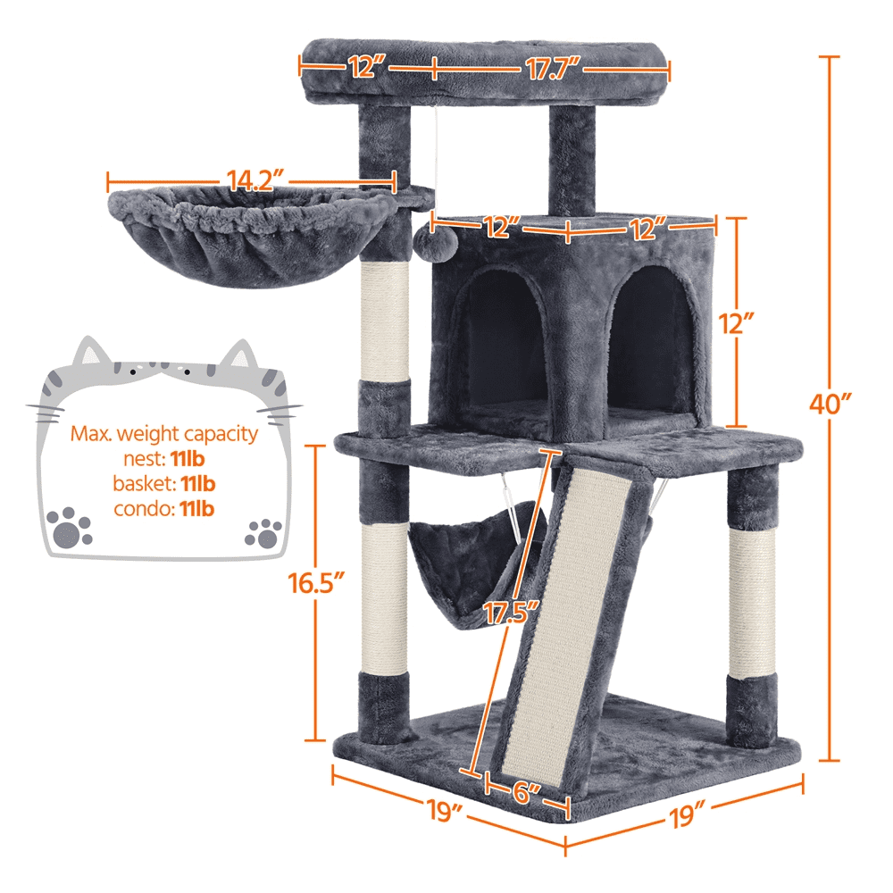 Multi-level Gray Cat Tree with Condo