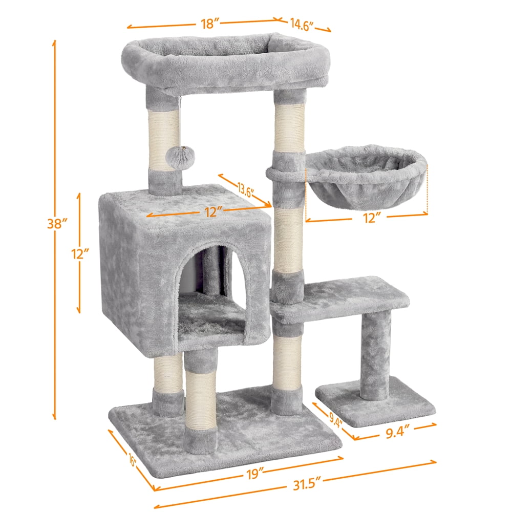Light Gray 4-Level Cat Tree Condo by SMILE MART