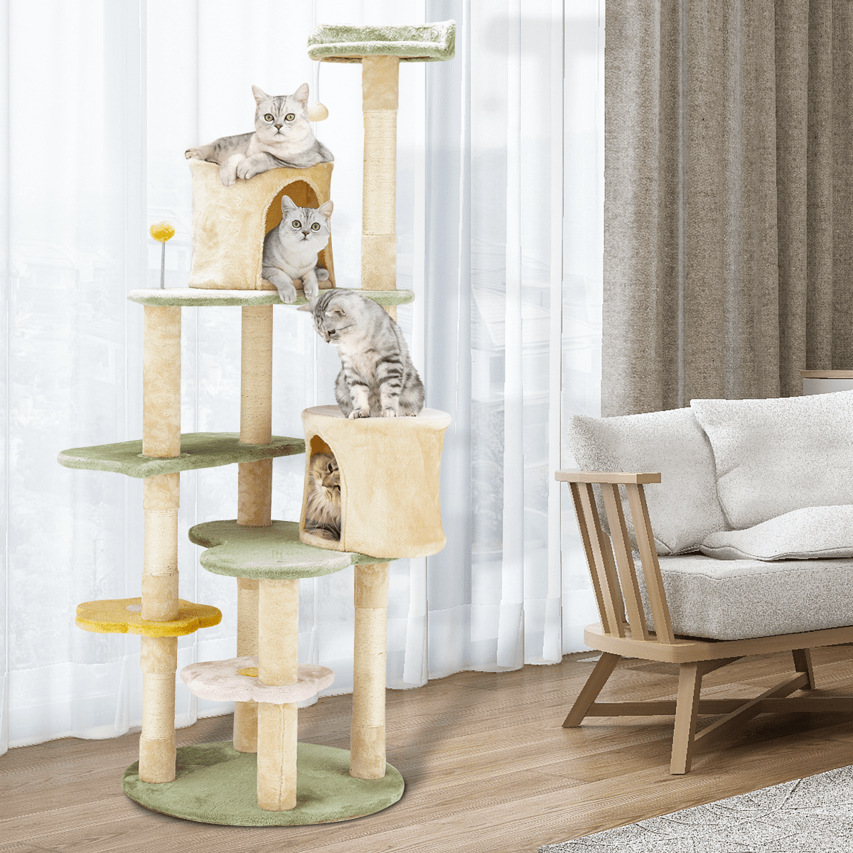 Flower Cat Tree Tower - Multi-Level Condo