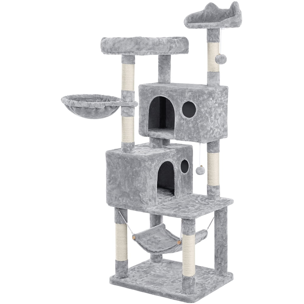 Light Gray Multi-level Cat Tree with Condos