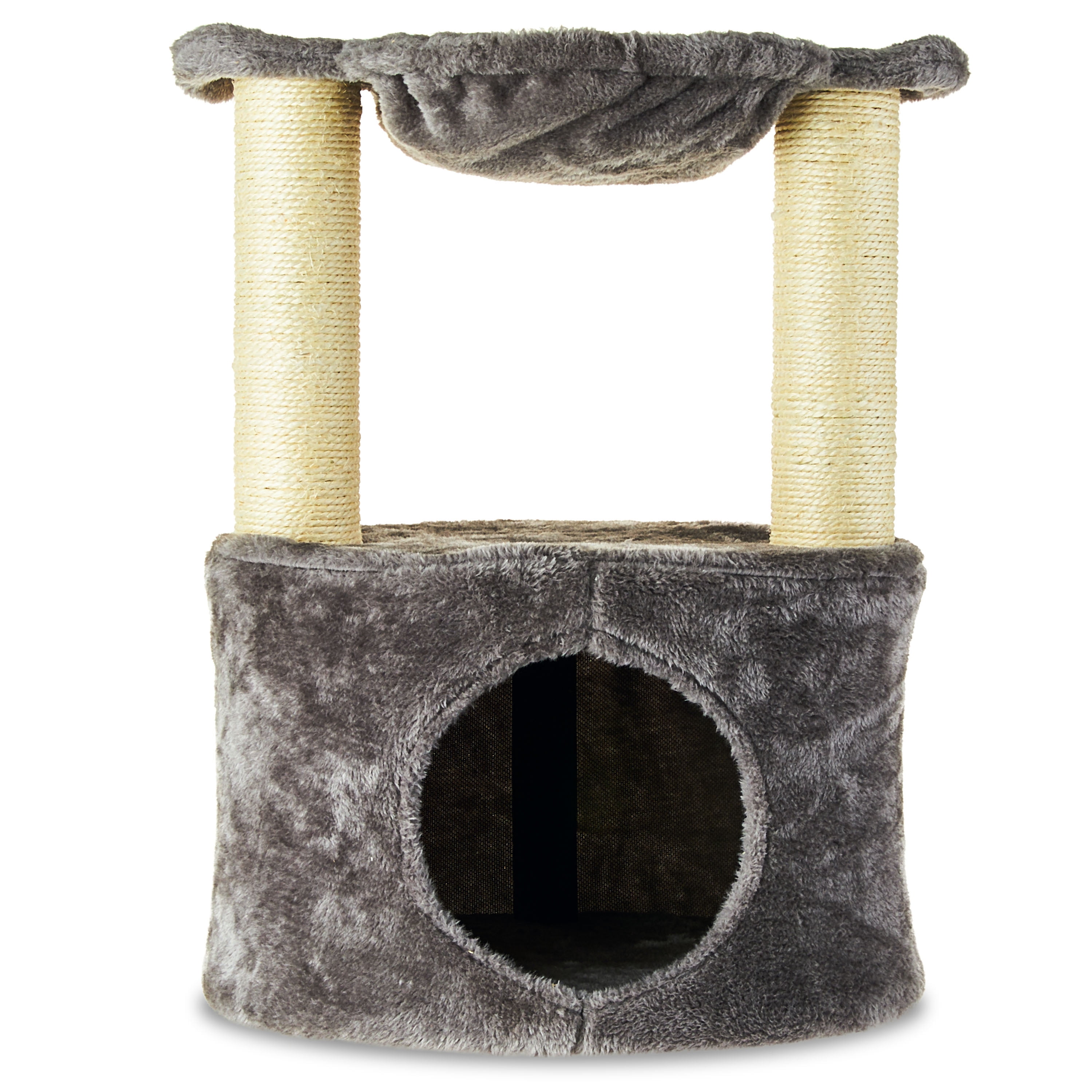 Gray 2-Level Cat Condo with Hammock