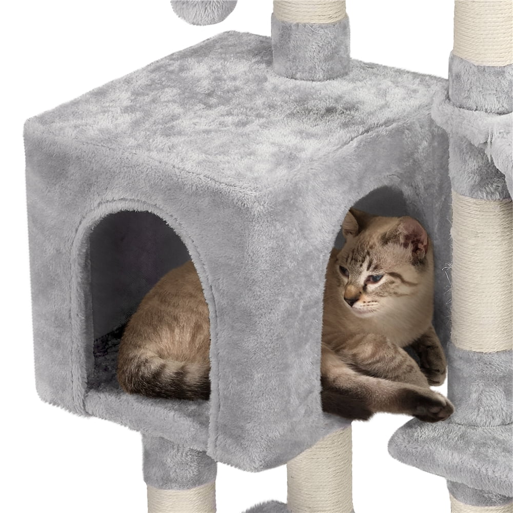 Light Gray 4-Level Cat Tree Condo by SMILE MART
