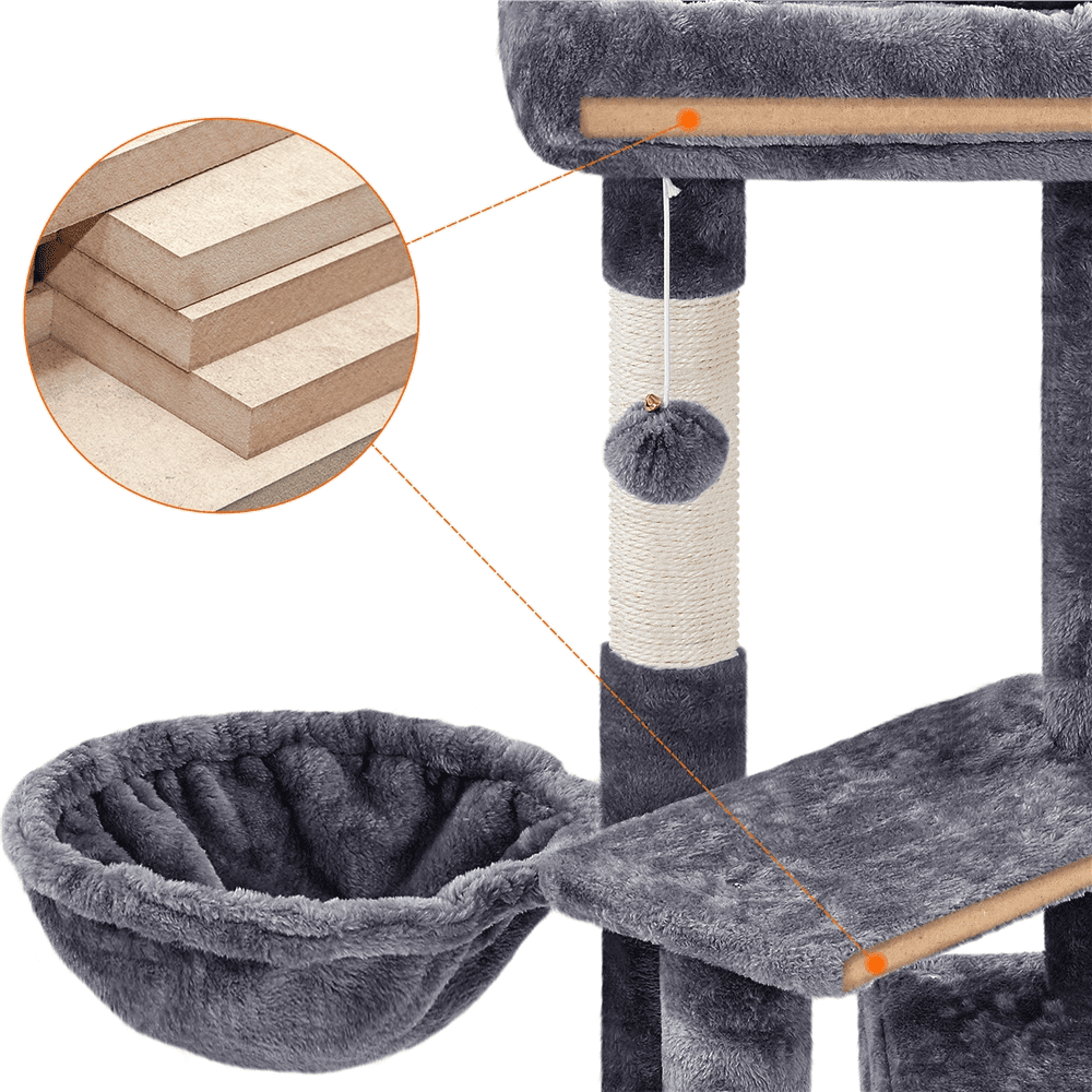 Dark Gray Cat Tree with Scratcher Basket