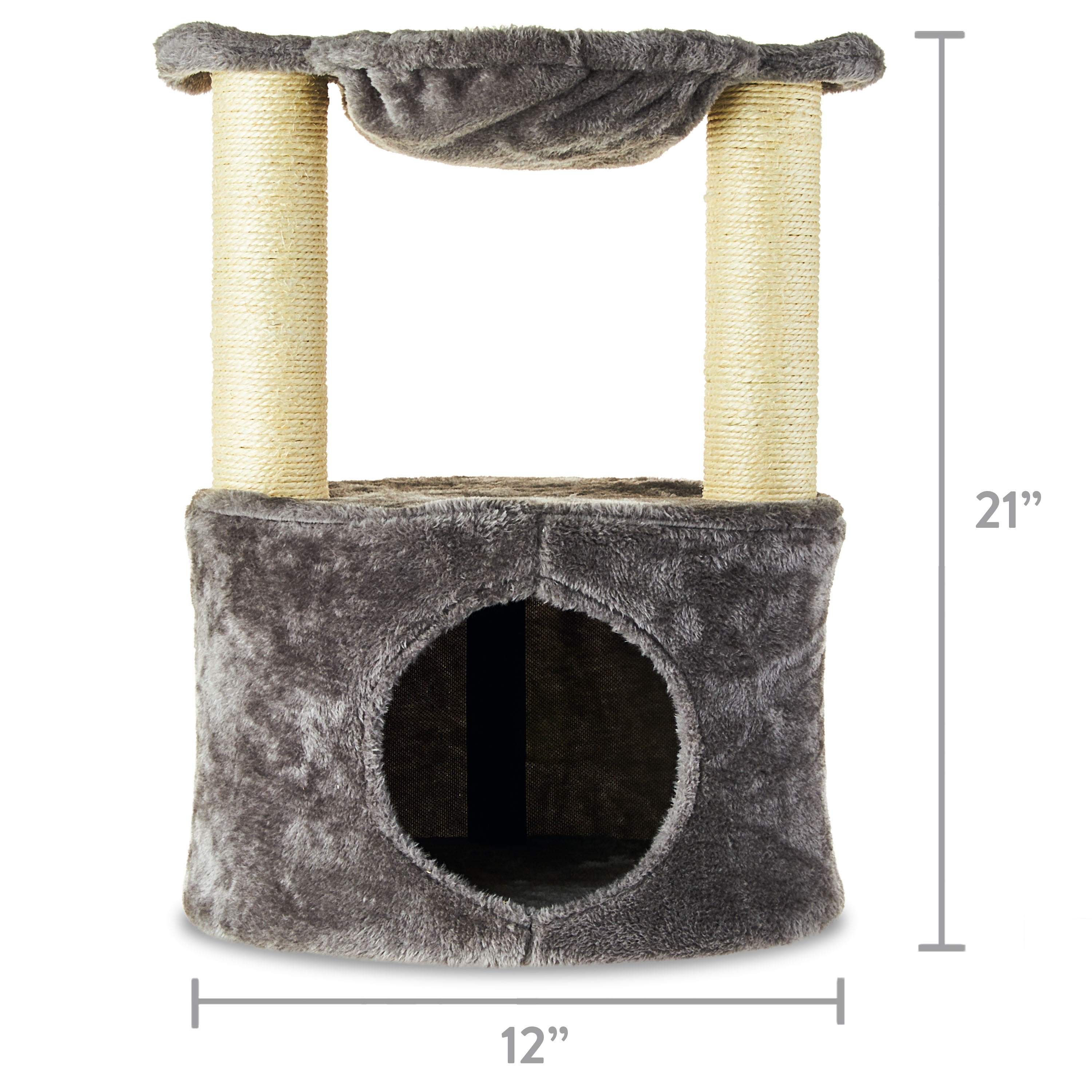 Gray 2-Level Cat Condo with Hammock