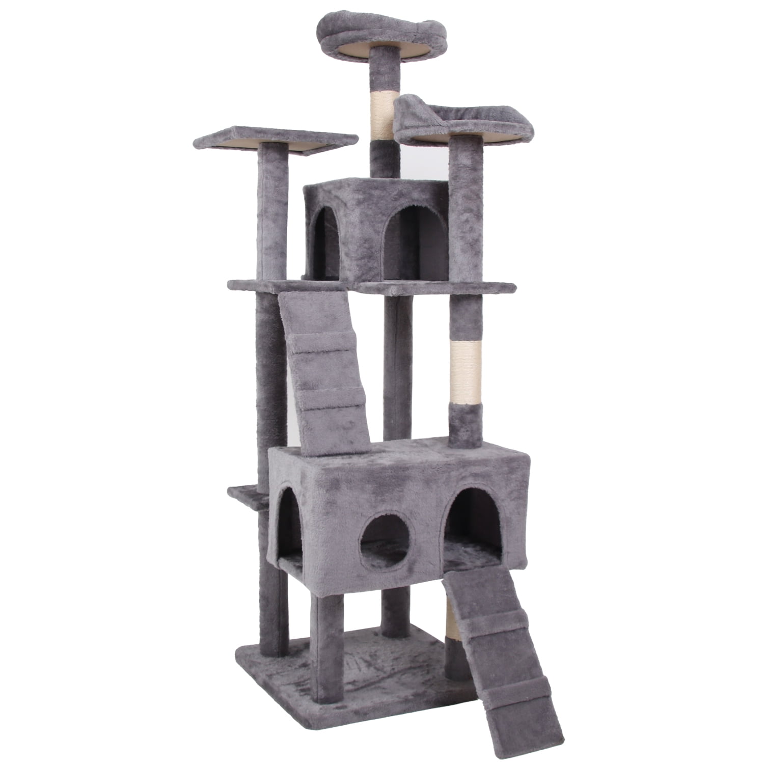 Gray Cat Tree Tower with Multiple Perches