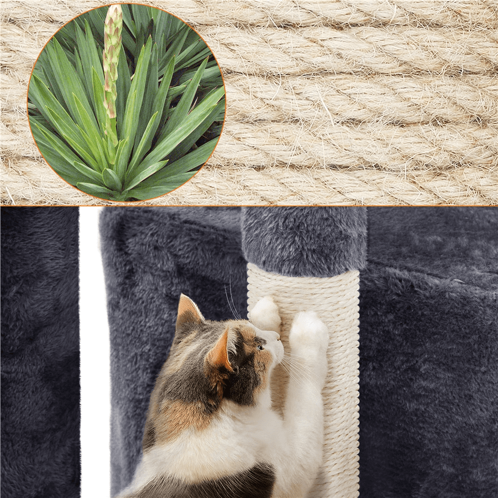 Dark Gray Cat Tree with Scratcher Basket
