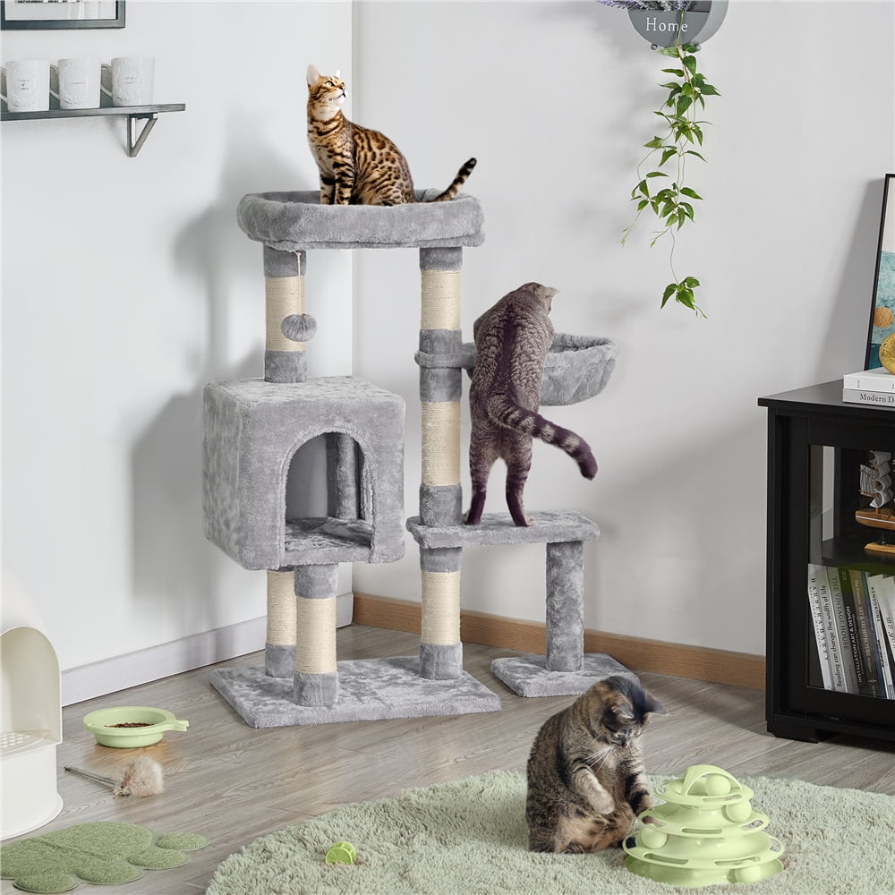 Light Gray 4-Level Cat Tree Condo by SMILE MART