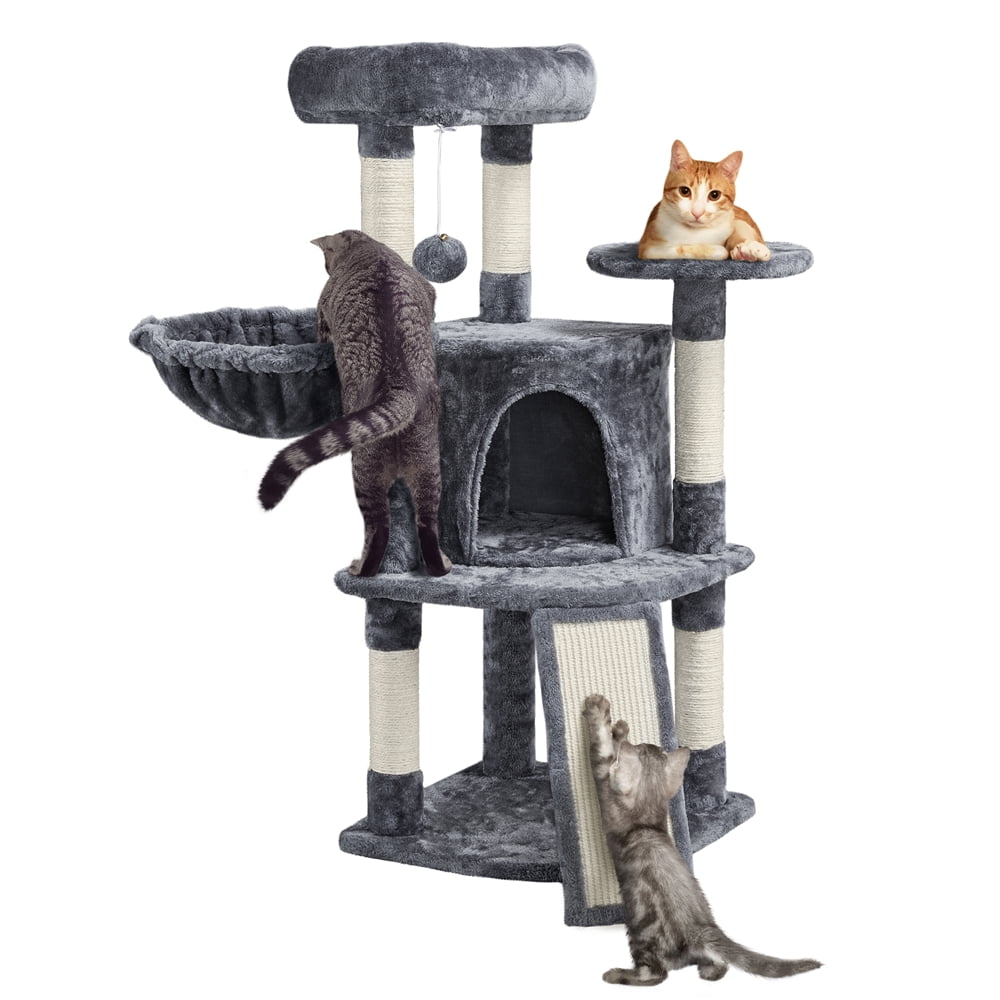 Multilevel Dark Gray Cat Tower with Condo