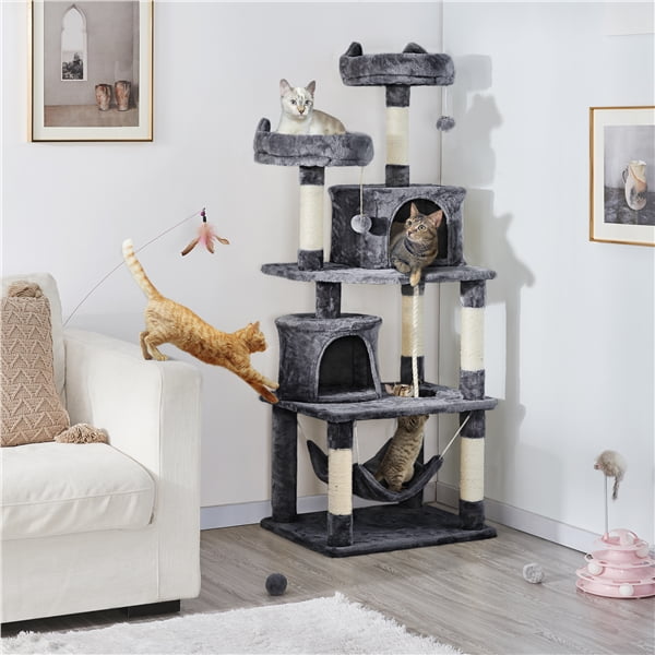 Multi-Level Dark Gray Cat Tree with Condos