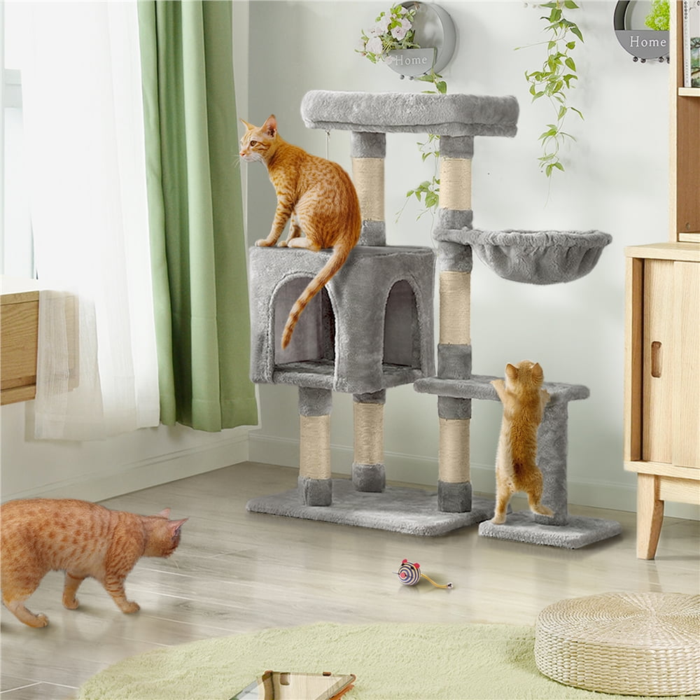 Light Gray 4-Level Cat Tree Condo by SMILE MART