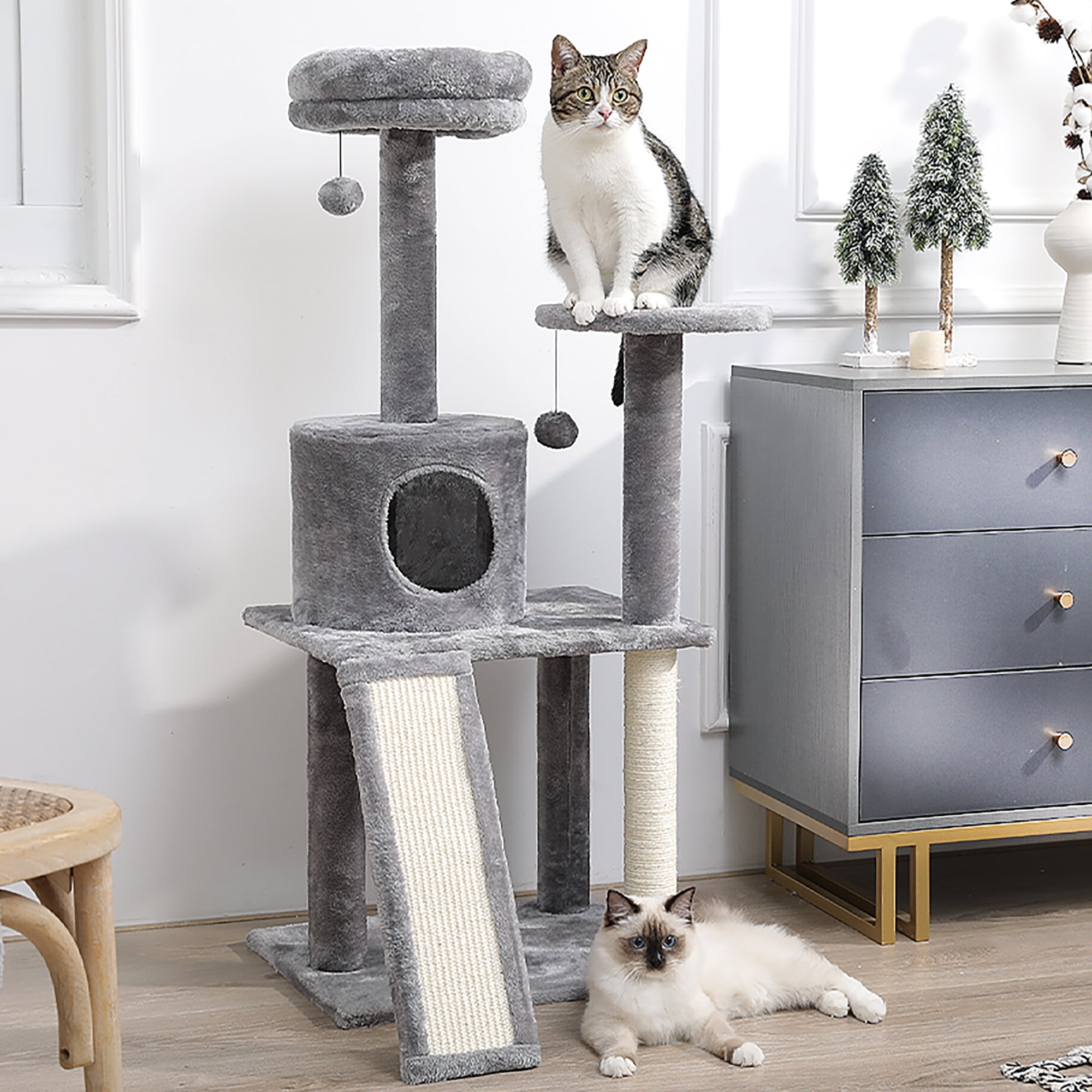 Gray Cat Tree Tower for Kittens