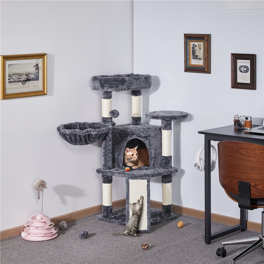 Multilevel Dark Gray Cat Tower with Condo