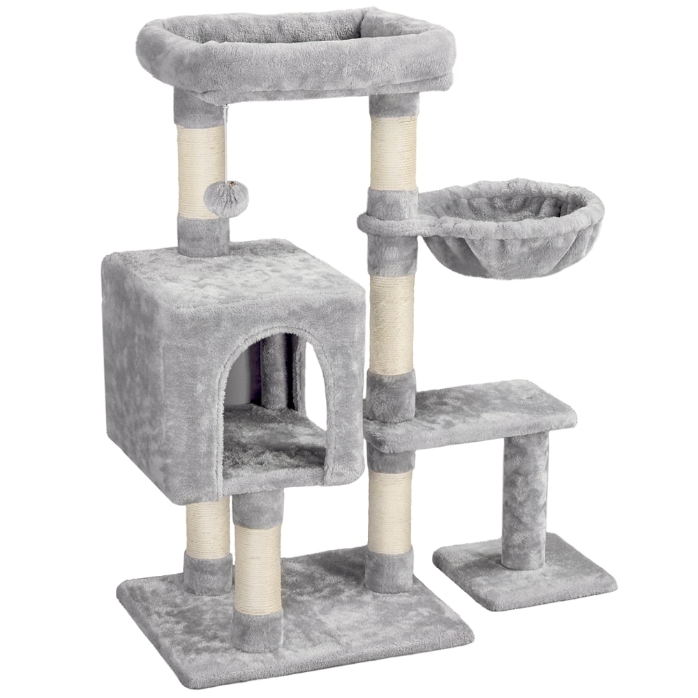 Light Gray 4-Level Cat Tree Condo by SMILE MART