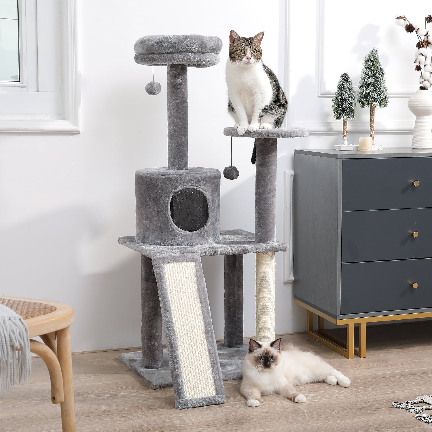 Gray Cat Tree Tower for Kittens