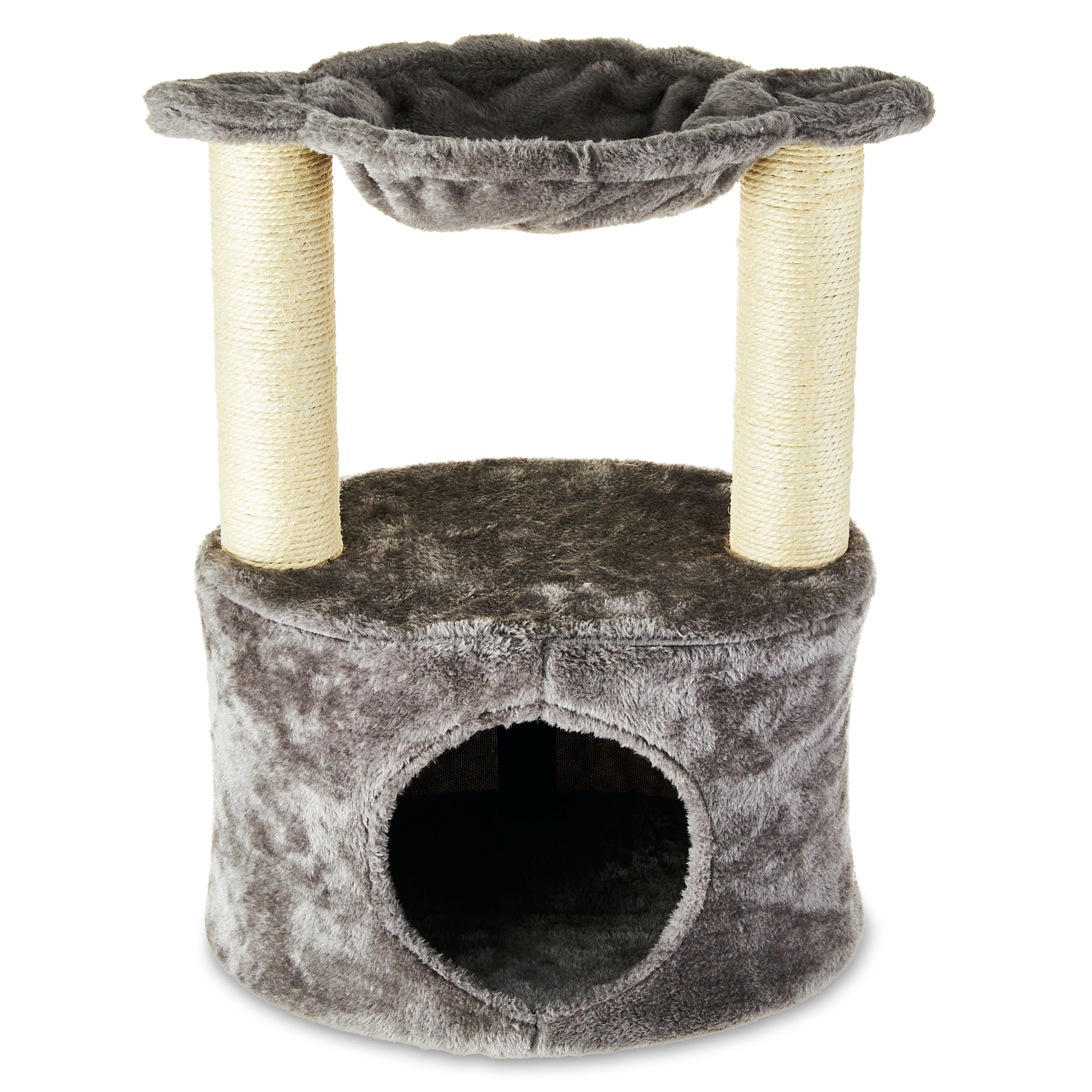 Gray 2-Level Cat Condo with Hammock