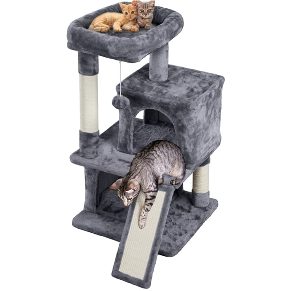 Dark Gray Cat Tree with Condo & Scratcher