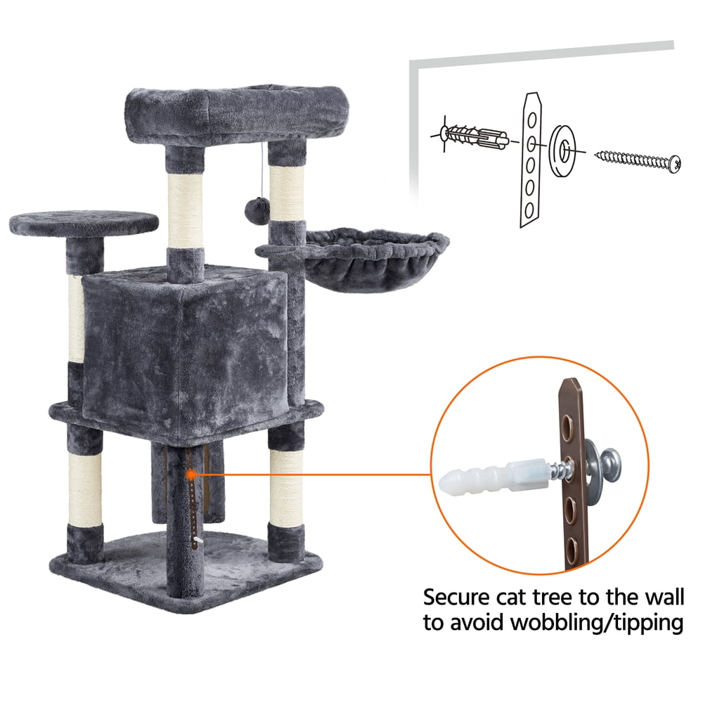 Multilevel Dark Gray Cat Tower with Condo