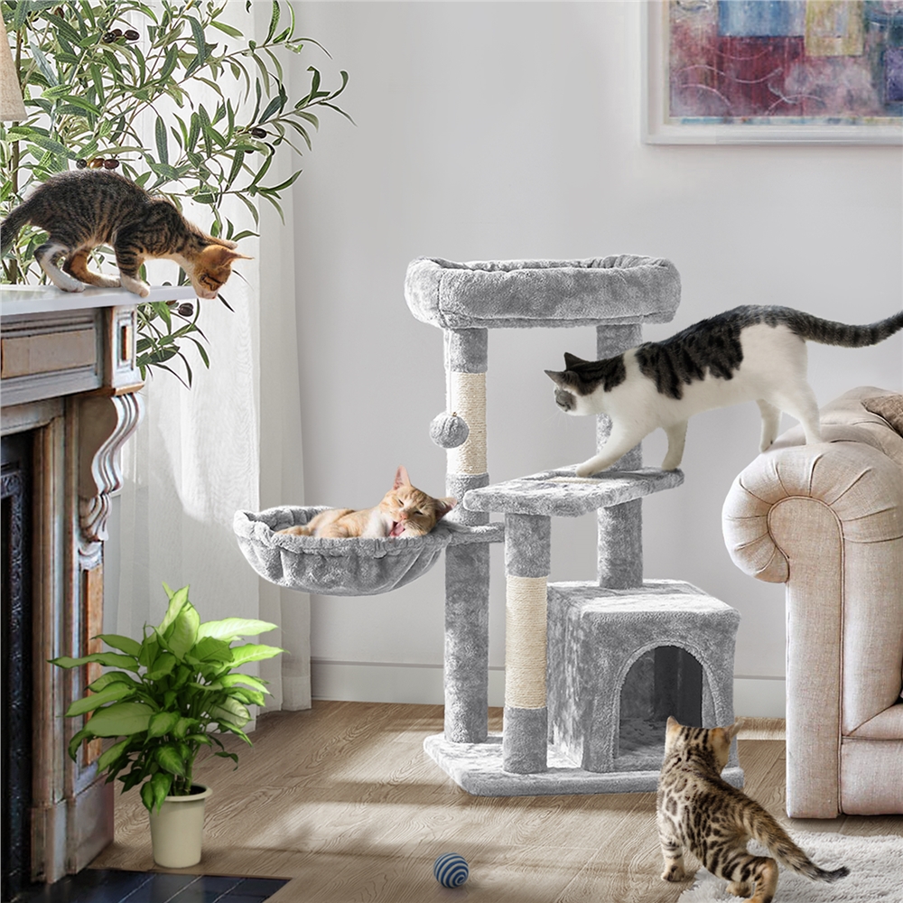 Gray 33" Cat Tree with Condo/Nest/Platform/Basket