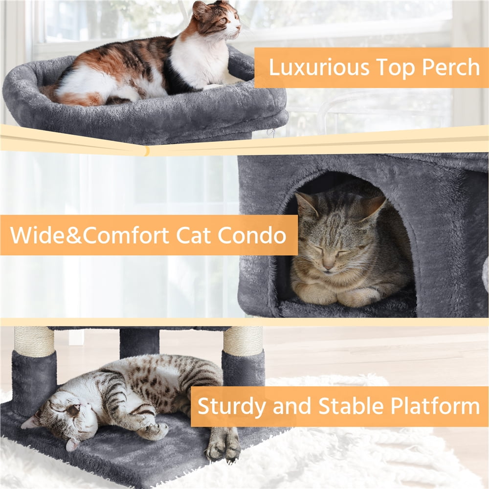 Dark Gray Cat Tree with Plush Perch