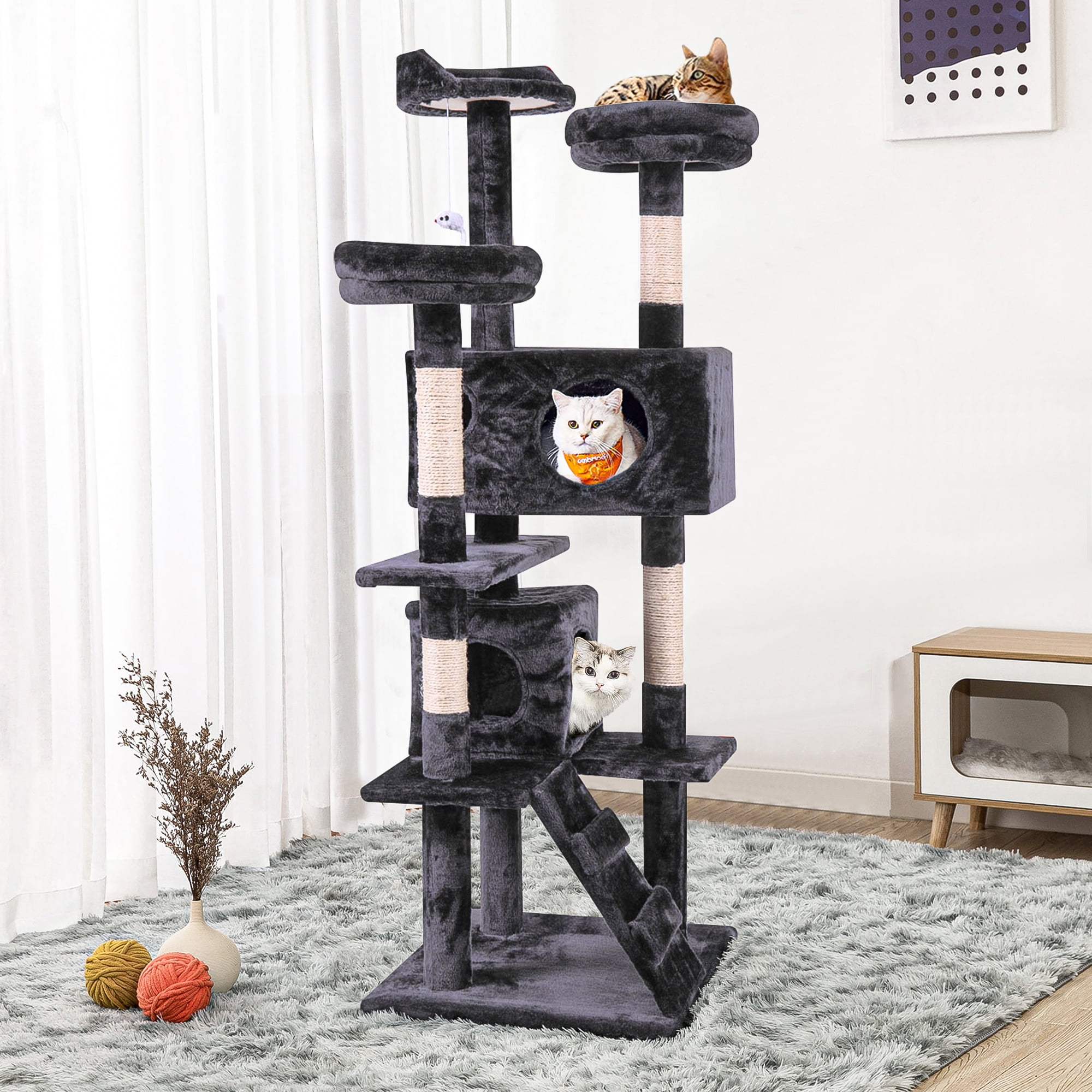 Large multi-level cat tower - Gray color