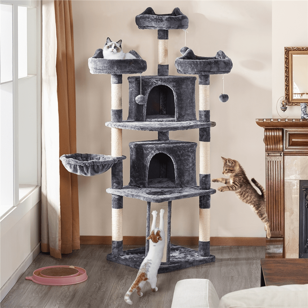 Large 2-condo Cat Tree with Scratching Post