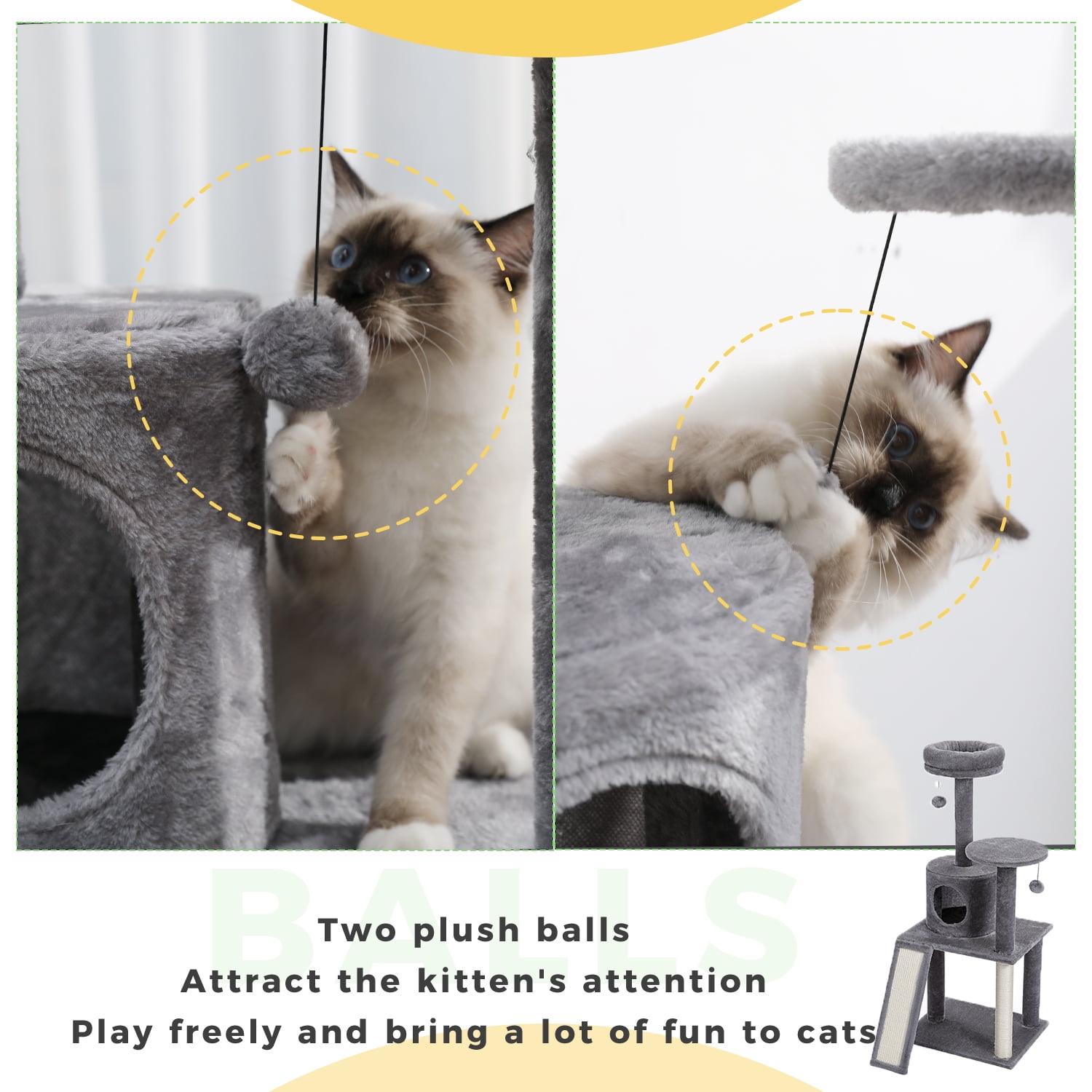 Gray Cat Tree Tower for Kittens