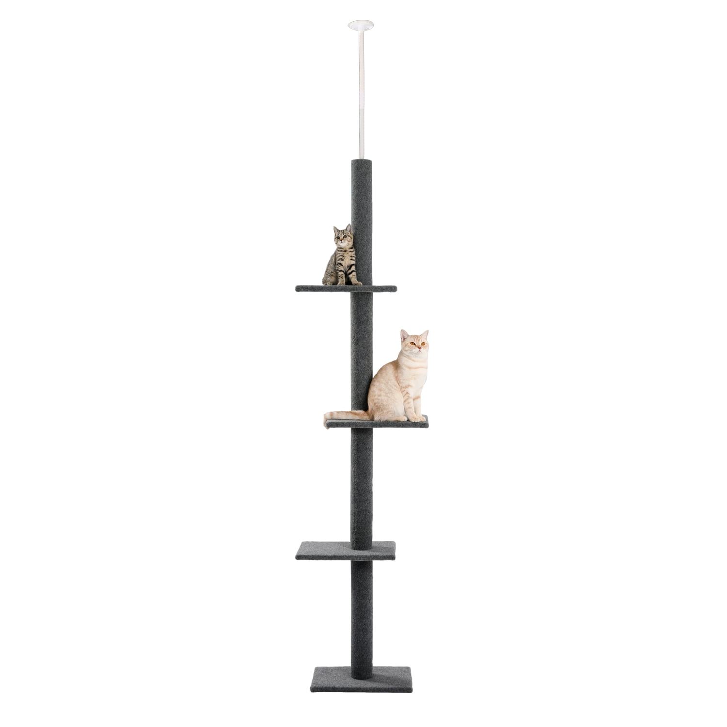 Gray 4-Tier Floor-to-Ceiling Cat Climbing Tree