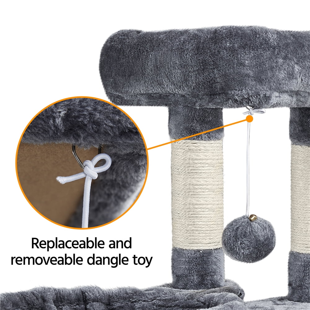 Multilevel Dark Gray Cat Tower with Condo