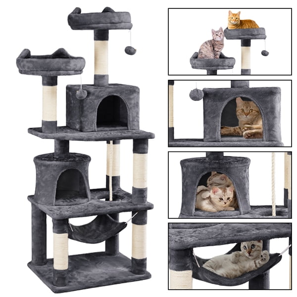 Multi-Level Dark Gray Cat Tree with Condos