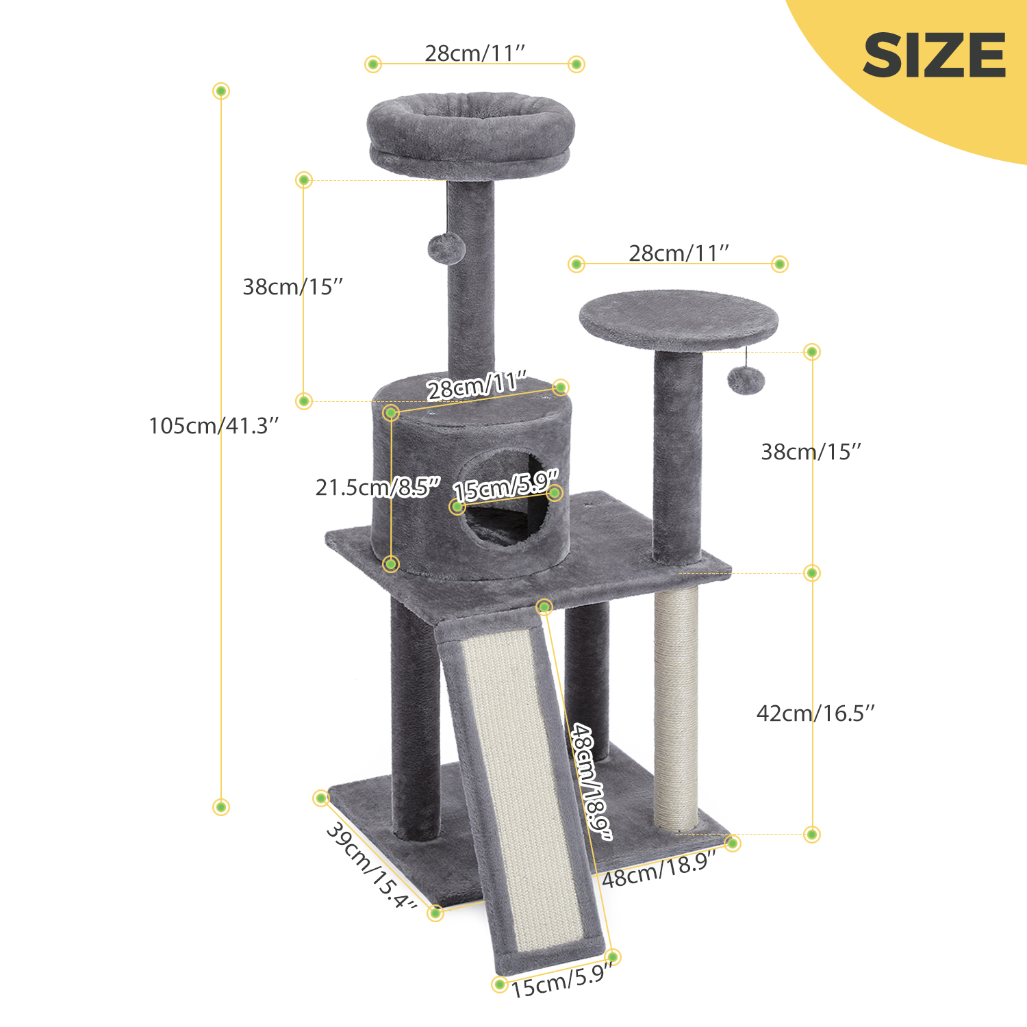 Gray Cat Tree Tower for Kittens