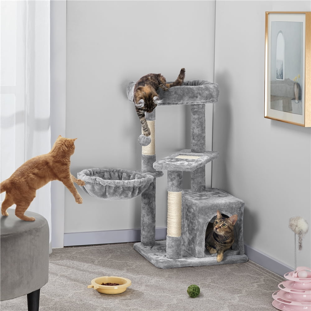 Gray 33" Cat Tree with Condo/Nest/Platform/Basket